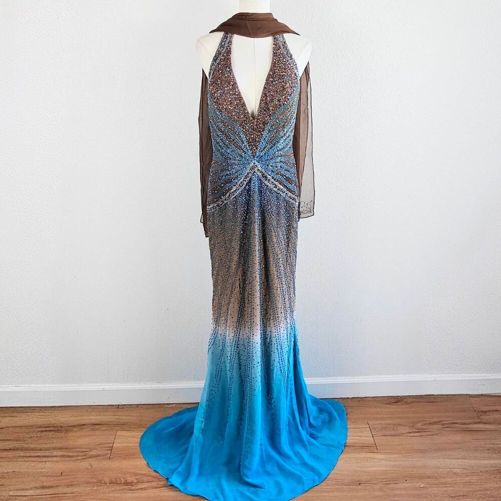 Y2K Silk Beaded Ombré Fairygoth Prom Dress